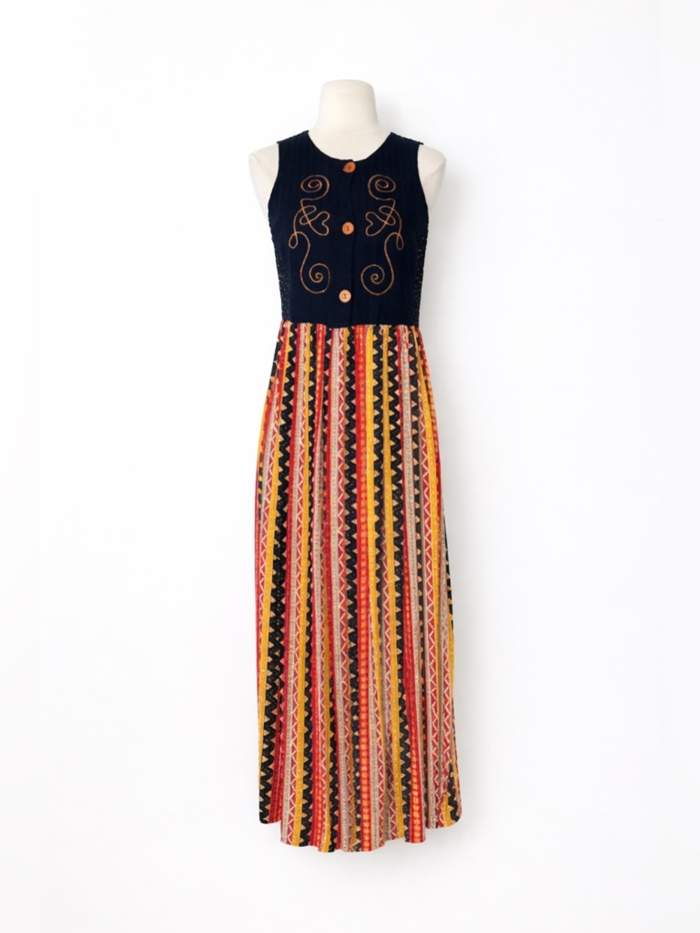 Vintage 90’s African Inspired Midi Dress Sleeveless Art funky Lahenlook